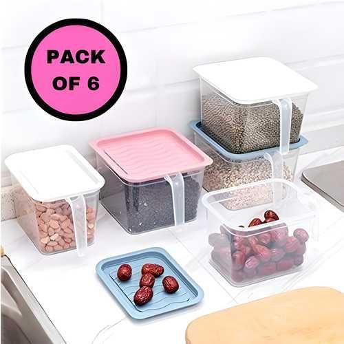 🏆 Premium Fridge Organizer Set - Pack of 6 with Lid & Drain | Fridge Organiser Storage Boxes with Removable | Vegetable Storage Box for Refrigerator