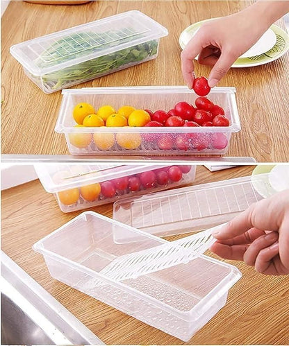 🏆 Premium Fridge Organizer Set - Pack of 6 with Lid & Drain
