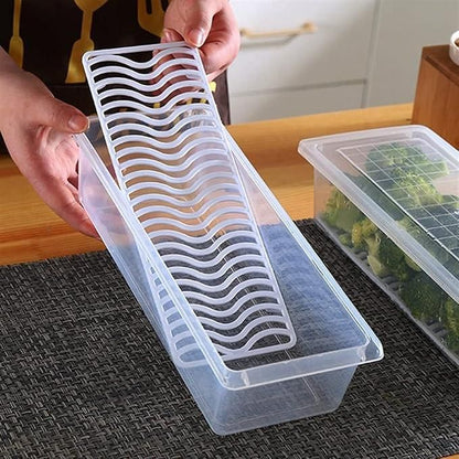 🏆 Premium Fridge Organizer Set - Pack of 6 with Lid & Drain
