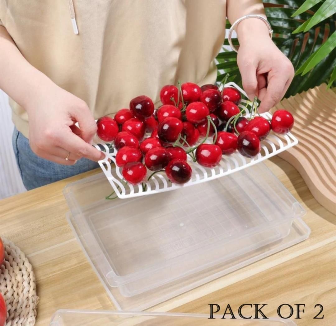 🏆 Premium Fridge Organizer Set - Pack of 6 with Lid & Drain