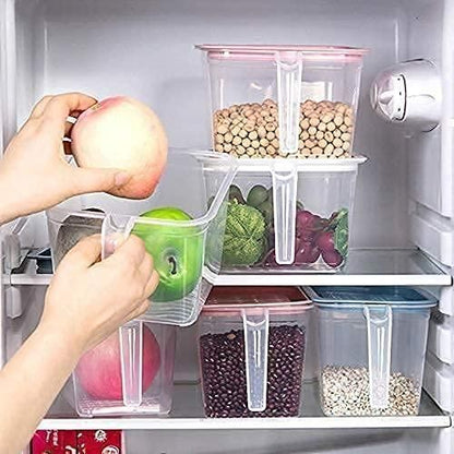 🏆 Premium Fridge Organizer Set - Pack of 6 with Lid & Drain | Fridge Organiser Storage Boxes with Removable | Vegetable Storage Box for Refrigerator