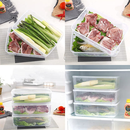 🏆 Premium Fridge Organizer Set - Pack of 6 with Lid & Drain